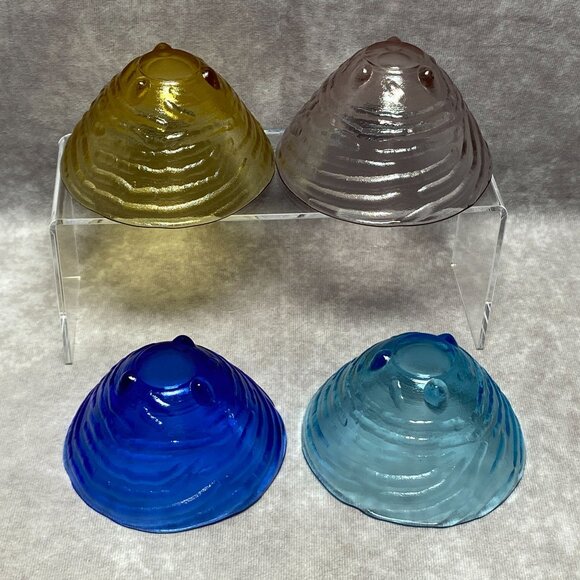 4 MYCO Swirl Textured Footed Glass Bowls Multicolored For Snacks Candy Or Nuts - Picture 3 of 8